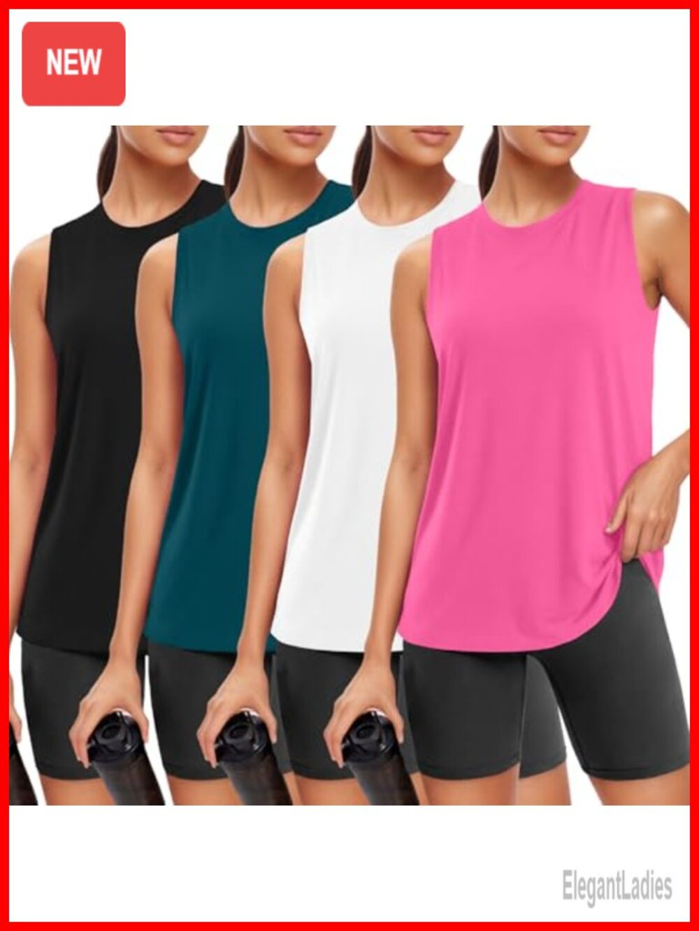 Women's Workout Tank Tops 4 Pack Loose Fit Sleeveless Athletic Shirts
